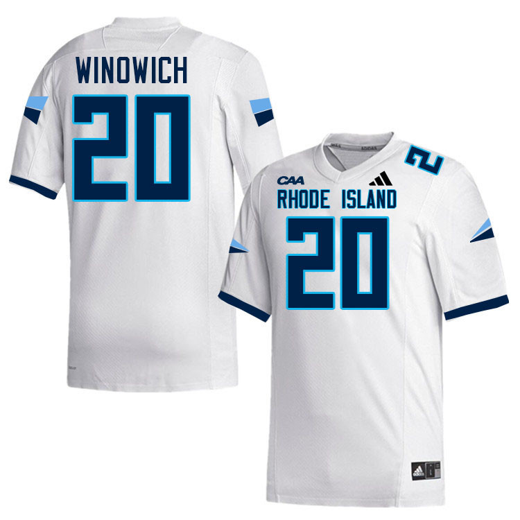 Rhode Island Rams #20 Gabe Winowich College Football Jerseys,Uniforms-White